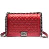 Replica Chanel Women Large Leboy Flap Bag with Chain in Calfskin Leather-Red