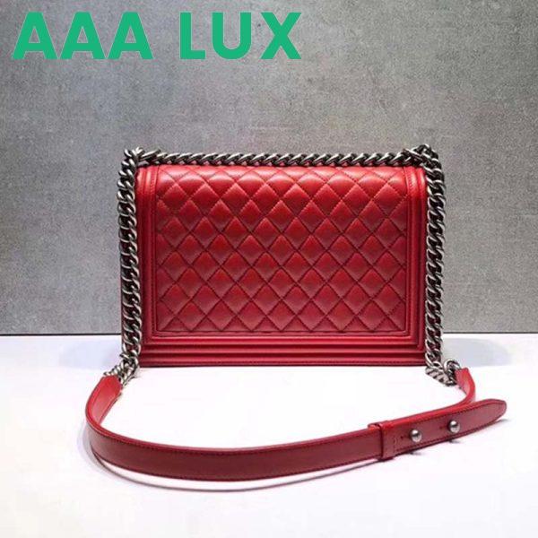 Replica Chanel Women Large Leboy Flap Bag with Chain in Calfskin Leather-Red 4