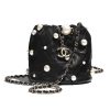 Replica Chanel Women Mini Drawstring Bag Lambskin Imitation Pearls & Gold-Tone Metal Black