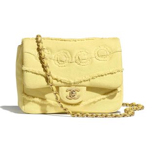 Replica Chanel Women Small Flap Bag Denim & Gold-Tone Metal-Yellow 2