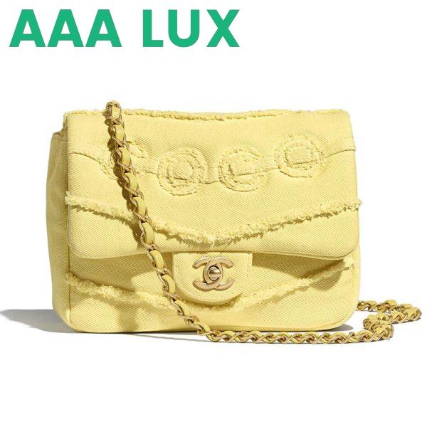 Replica Chanel Women Small Flap Bag Denim & Gold-Tone Metal-Yellow 2