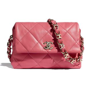 Replica Chanel Women Small Flap Bag Lambskin & Gold-Tone Metal Coral 2