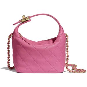 Replica Chanel Women Small Hobo Bag in Lambskin Leather-Pink