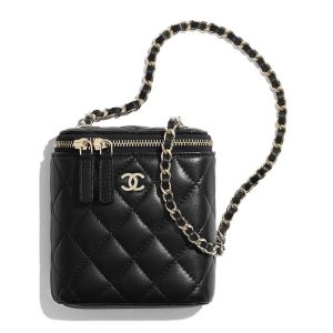 Replica Chanel Women Small Mini Vanity with Classic Chain Lambskin-Black 2