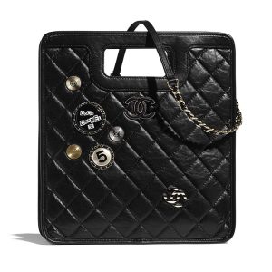 Replica Chanel Women Small Shopping Bag in Aged Calfskin Leather-Black 2