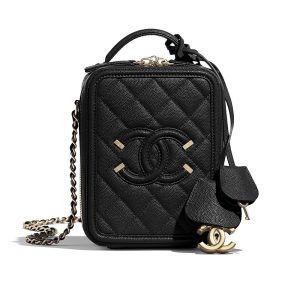 Replica Chanel Women Vanity Case in Grained Calfskin Leather-Black 2