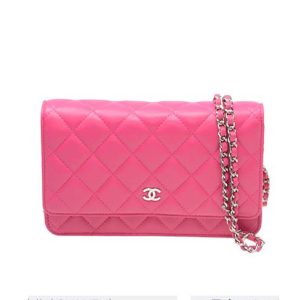 Replica Chanel Women Wallet On Chain Flap Bag in Goatskin Leather-Pink 2