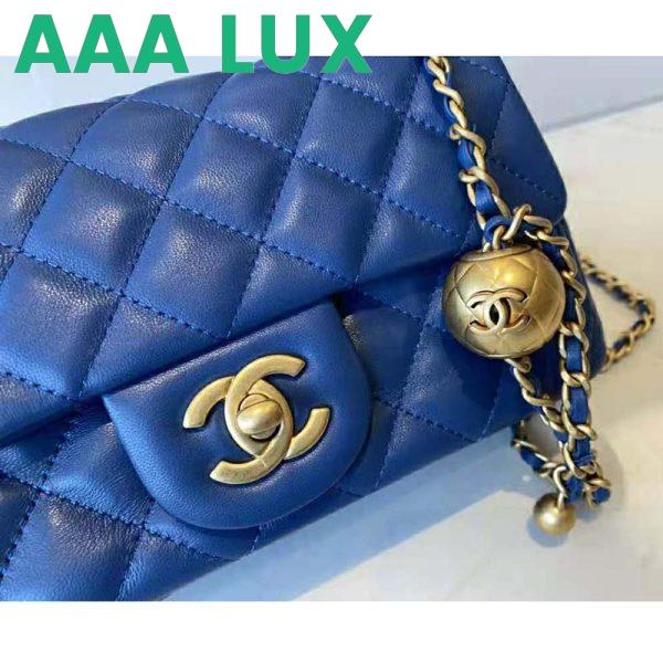 Replica Chanel Women Mini Flap Bag Lambskin & Gold-Tone Metal Blue 5