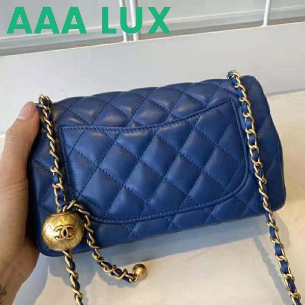 Replica Chanel Women Mini Flap Bag Lambskin & Gold-Tone Metal Blue 6