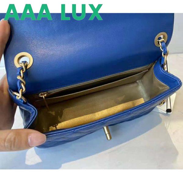 Replica Chanel Women Mini Flap Bag Lambskin & Gold-Tone Metal Blue 10