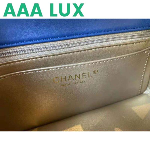 Replica Chanel Women Mini Flap Bag Lambskin & Gold-Tone Metal Blue 11