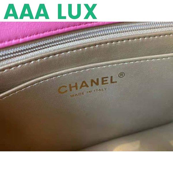 Replica Chanel Women Mini Flap Bag Lambskin & Gold-Tone Metal Coral 11