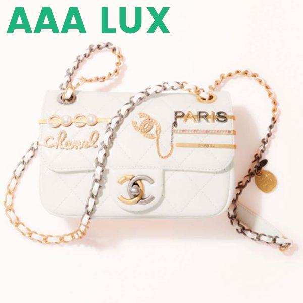 Replica Chanel Women Mini Flap Bag Lambskin Glass Imitation Pearls Strass Gold Silver