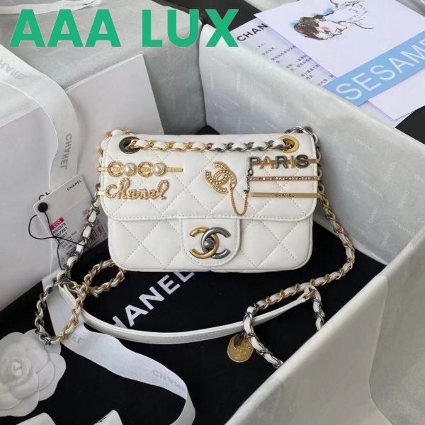 Replica Chanel Women Mini Flap Bag Lambskin Glass Imitation Pearls Strass Gold Silver 3