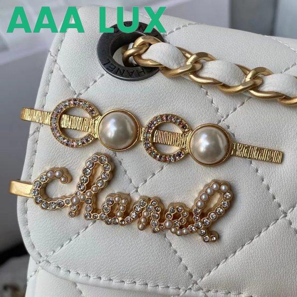 Replica Chanel Women Mini Flap Bag Lambskin Glass Imitation Pearls Strass Gold Silver 8