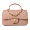 Replica Chanel Women Mini Flap Bag with Top Handle Grained Calfskin Gold-Tone Metal Sandy