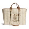 Replica Chanel Women Shopping Bag in Mixed Fibers-Beige