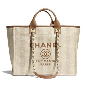 Replica Chanel Women Shopping Bag in Mixed Fibers-Beige 2