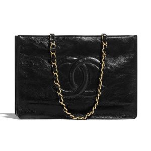 Replica Chanel Women Shopping Bag Shiny Aged Calfskin & Gold-Tone Metal 2