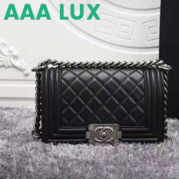 Replica Chanel Women Small Boy Chanel Handbag in Calfskin Leather-Black 4