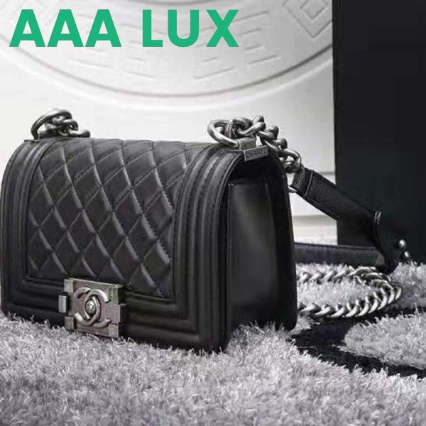 Replica Chanel Women Small Boy Chanel Handbag in Calfskin Leather-Black 5