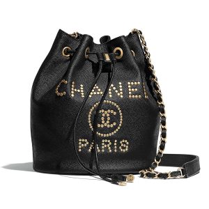 Replica Chanel Women Small Drawstring Bag in Grained Calfskin Leather-Black 2