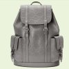 Replica Gucci GG Unisex GG Embossed Backpack Grey GG Embossed Leather
