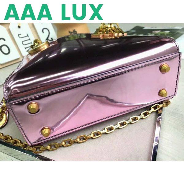 Replica Dior Mini Lady Dior Bag with Chain in Pink Metallic Calfskin 5