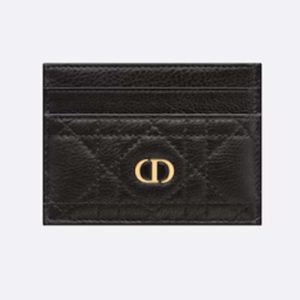 Replica Dior Unisex CD Dior Caro Five Slot Card Holder Black Supple Cannage Calfskin