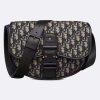 Replica Dior Unisex CD Gallop Messenger Bag Beige Black Oblique Jacquard Grained Calfskin 15