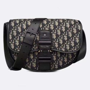 Replica Dior Unisex CD Gallop Bag Strap Beige Black Dior Oblique Jacquard