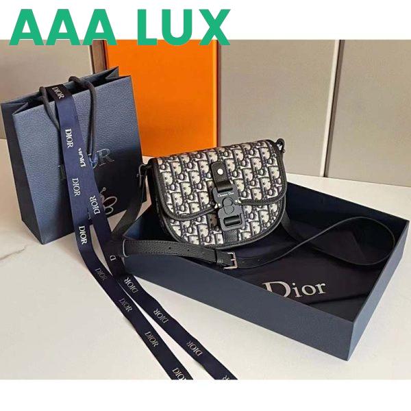 Replica Dior Unisex CD Gallop Messenger Bag Beige Black Oblique Jacquard Grained Calfskin 3