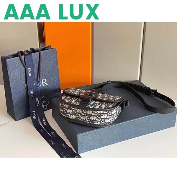 Replica Dior Unisex CD Gallop Messenger Bag Beige Black Oblique Jacquard Grained Calfskin 4
