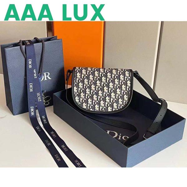 Replica Dior Unisex CD Gallop Messenger Bag Beige Black Oblique Jacquard Grained Calfskin 6