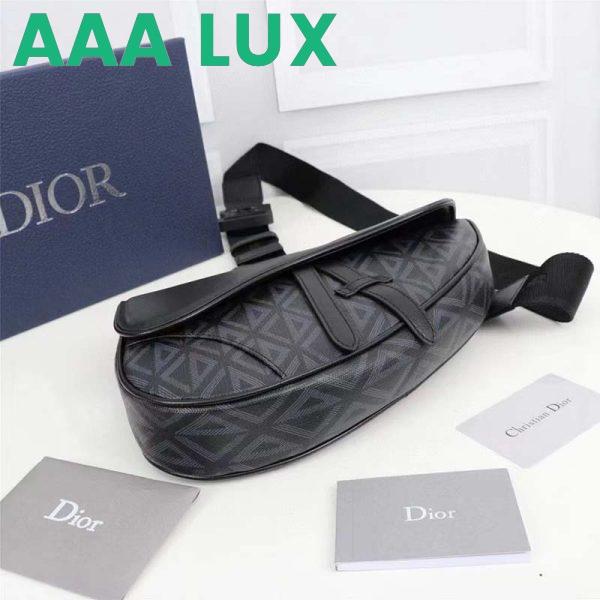 Replica Dior Unisex CD Mini Saddle Bag Black CD Diamond Canvas Smooth Calfskin 5
