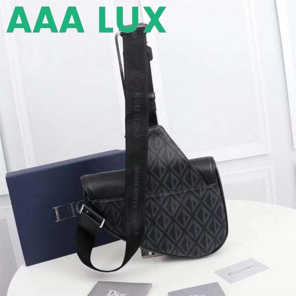 Replica Dior Unisex CD Mini Saddle Bag Black CD Diamond Canvas Smooth Calfskin 6