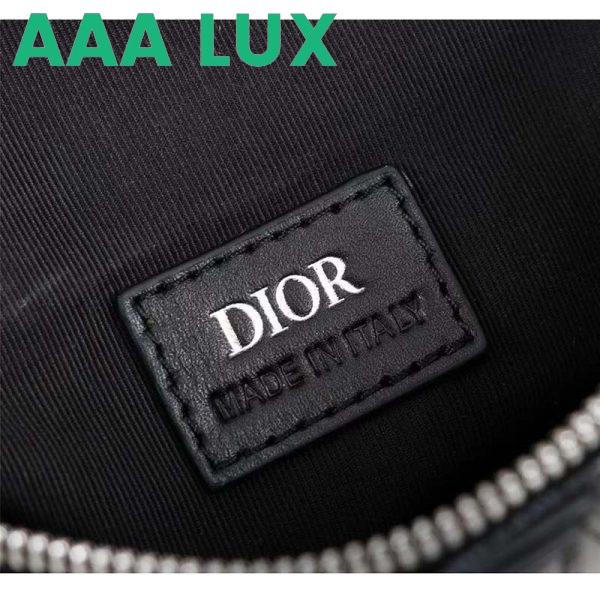 Replica Dior Unisex CD Mini Saddle Bag Black CD Diamond Canvas Smooth Calfskin 11
