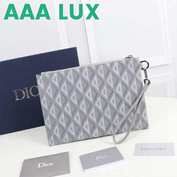 Replica Dior Unisex CD Pouch Gray CD Diamond Canvas DIOR Signature 4