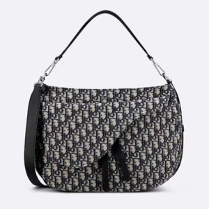 Replica Dior Unisex CD Saddle Soft Bag Beige Black Dior Oblique Jacquard