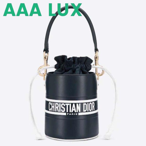 Replica Dior Unisex CD Small Dior Vibe Bucket Bag Blue Navy Smooth Calfskin 2