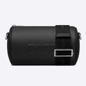 Replica Dior Unisex Roller Messenger Bag Black Grained Calfskin “Dior” Signature