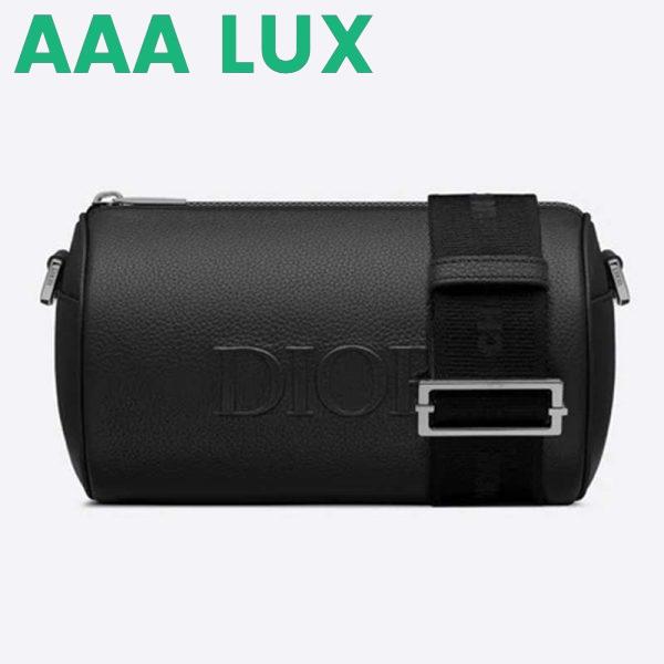 Replica Dior Unisex Roller Messenger Bag Black Grained Calfskin “Dior” Signature 2
