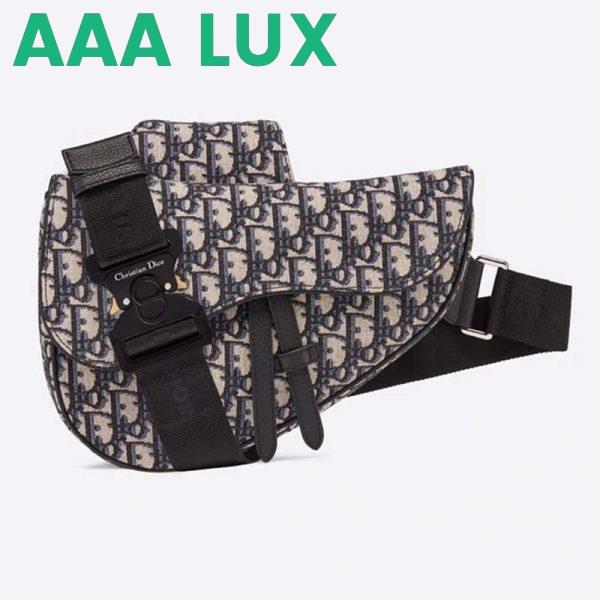 Replica Dior Unisex Saddle Bag Beige and Black Dior Oblique Jacquard 2