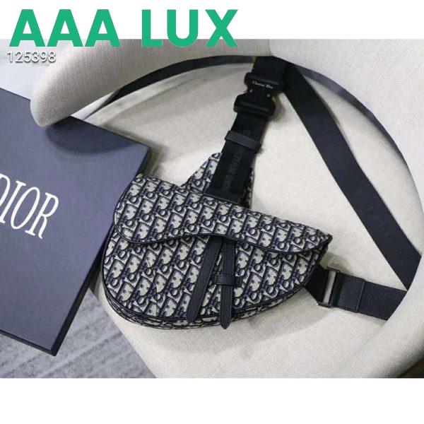 Replica Dior Unisex Saddle Bag Beige and Black Dior Oblique Jacquard 3