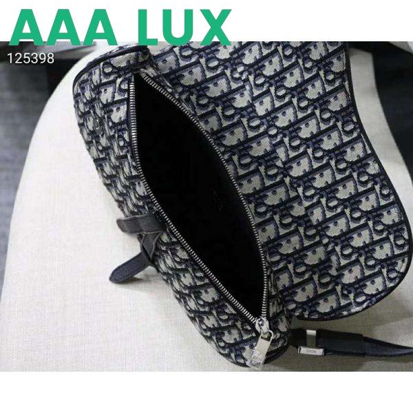 Replica Dior Unisex Saddle Bag Beige and Black Dior Oblique Jacquard 11