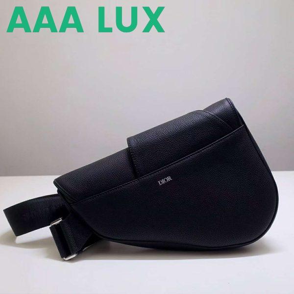 Replica Dior Unisex Saddle Bag Black Grained Calfskin Christian Dior CD Buckle 5