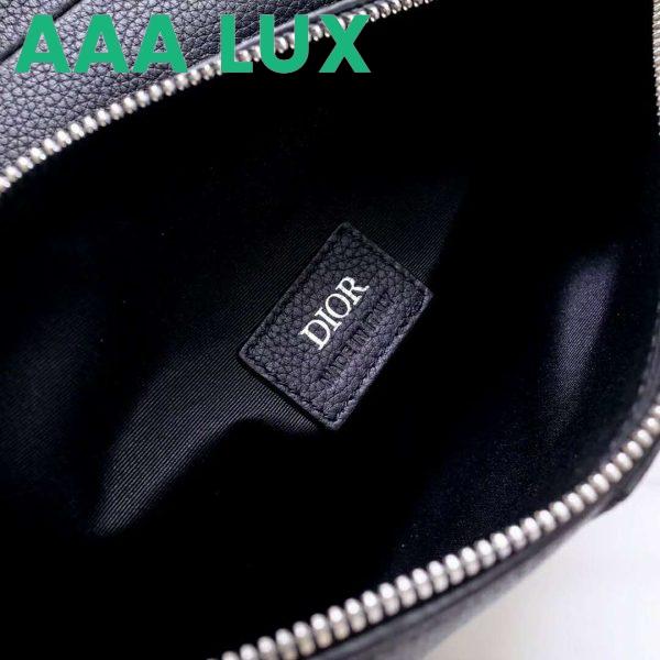 Replica Dior Unisex Saddle Bag Black Grained Calfskin Christian Dior CD Buckle 12