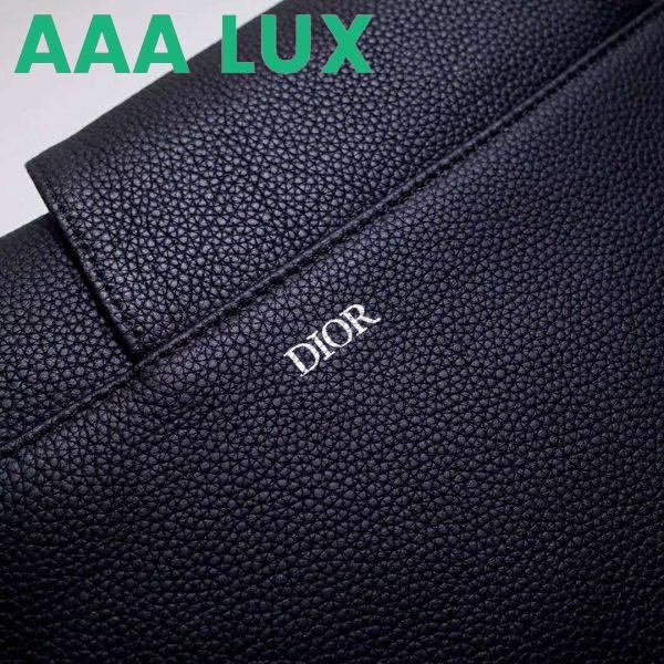 Replica Dior Unisex Saddle Bag Black Grained Calfskin Christian Dior CD Buckle 13