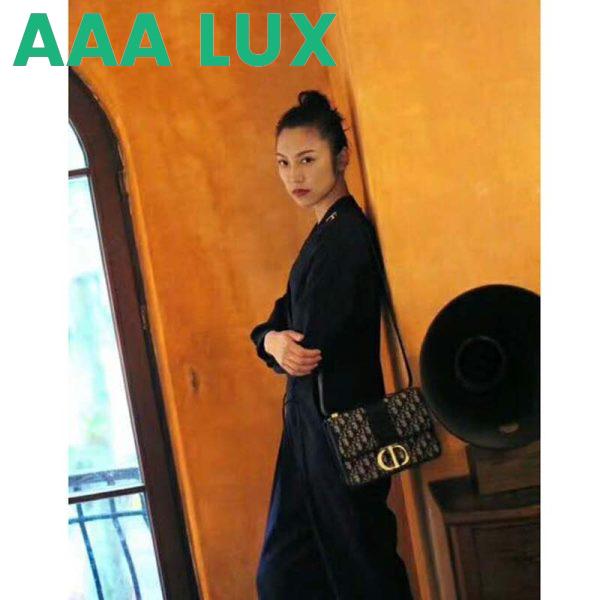 Replica Dior Women 30 Montaigne Box Bag Blue Dior Oblique Jacquard 15