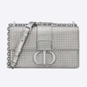 Replica Dior Women 30 Montaigne Chain Bag Microcannage Calfskin Flap Closure